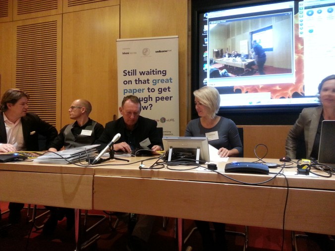 eLife press conference last Thursday. From left to right: Will Harcourt-Smith, Matthew Skinner, Noel Cameron, Alia Gurtov and Tracy Kivell.